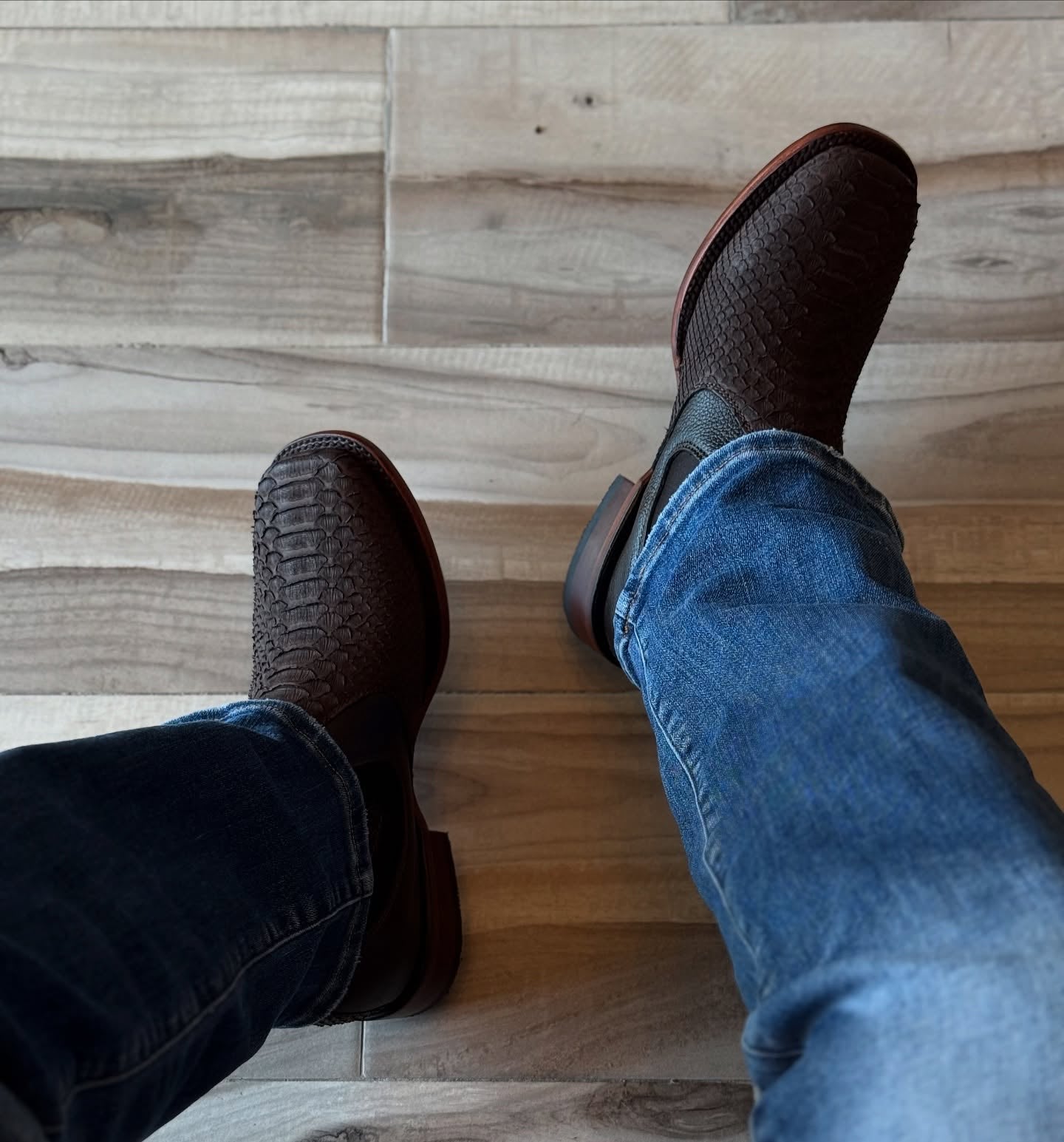 New Italian Colorblocked Python Boots