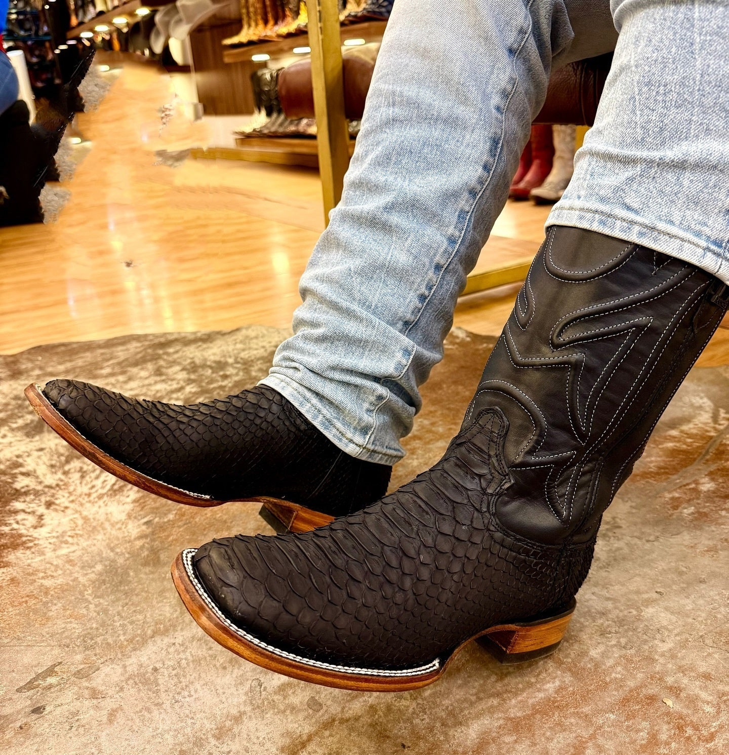 New Italian Colorblocked Python Boots