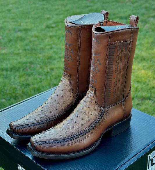 Men's Cowboy Boot In Genuine Ostrich Leather And Bovine Leather(Buy 2 Free Shipping✔️)