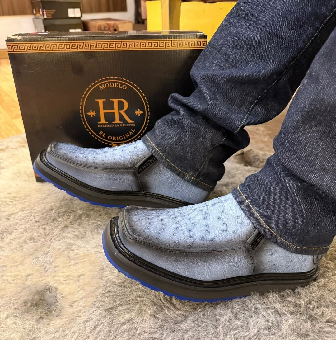 Black And Blue Colorblocked Square Toe Cowboy Boots