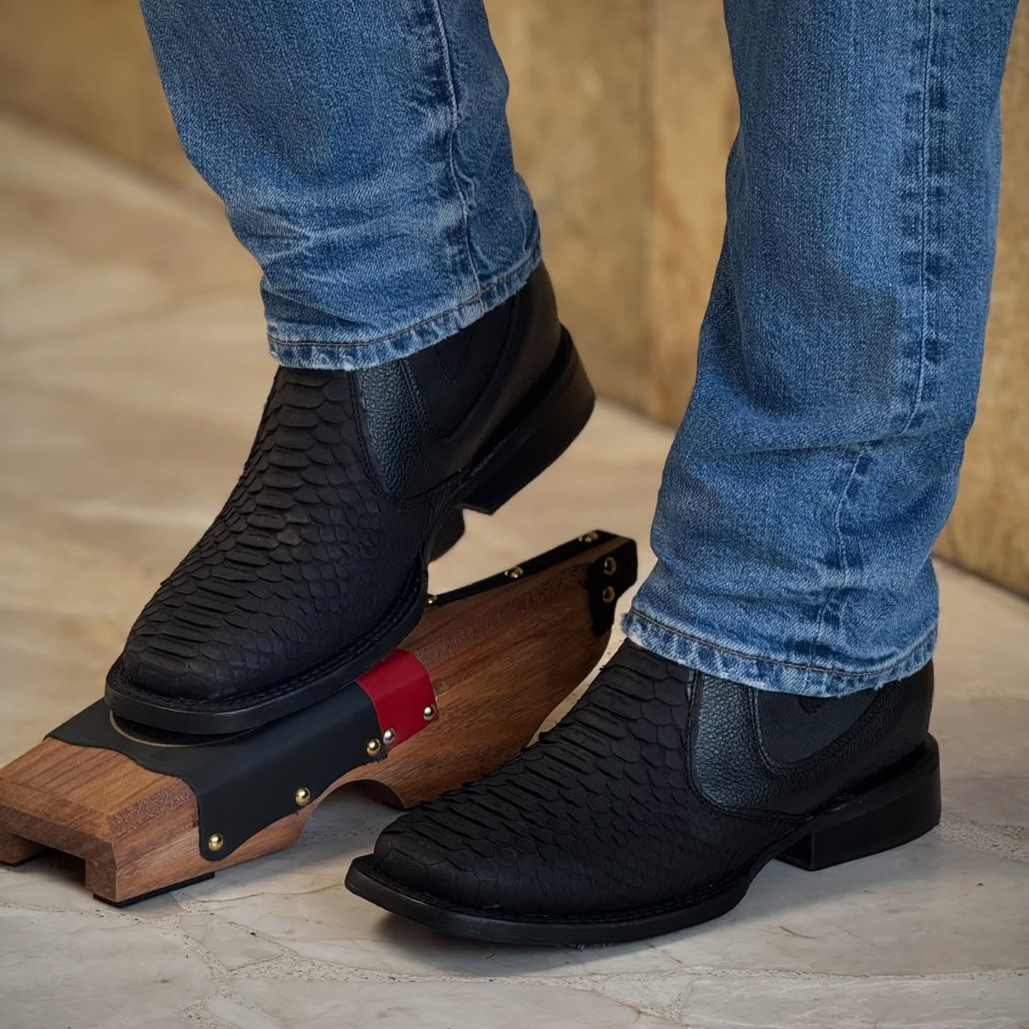 New Italian Colorblocked Python Boots