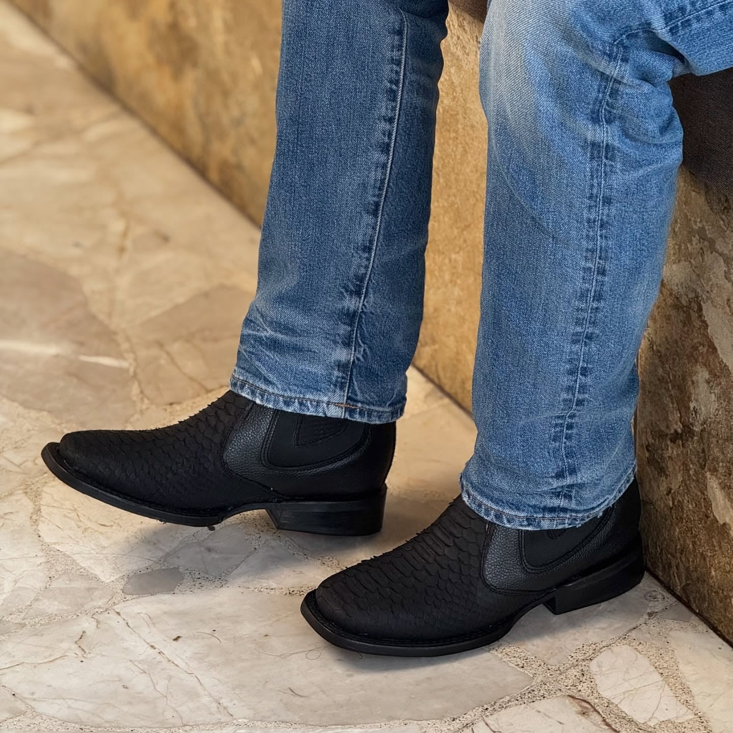 New Italian Colorblocked Python Boots