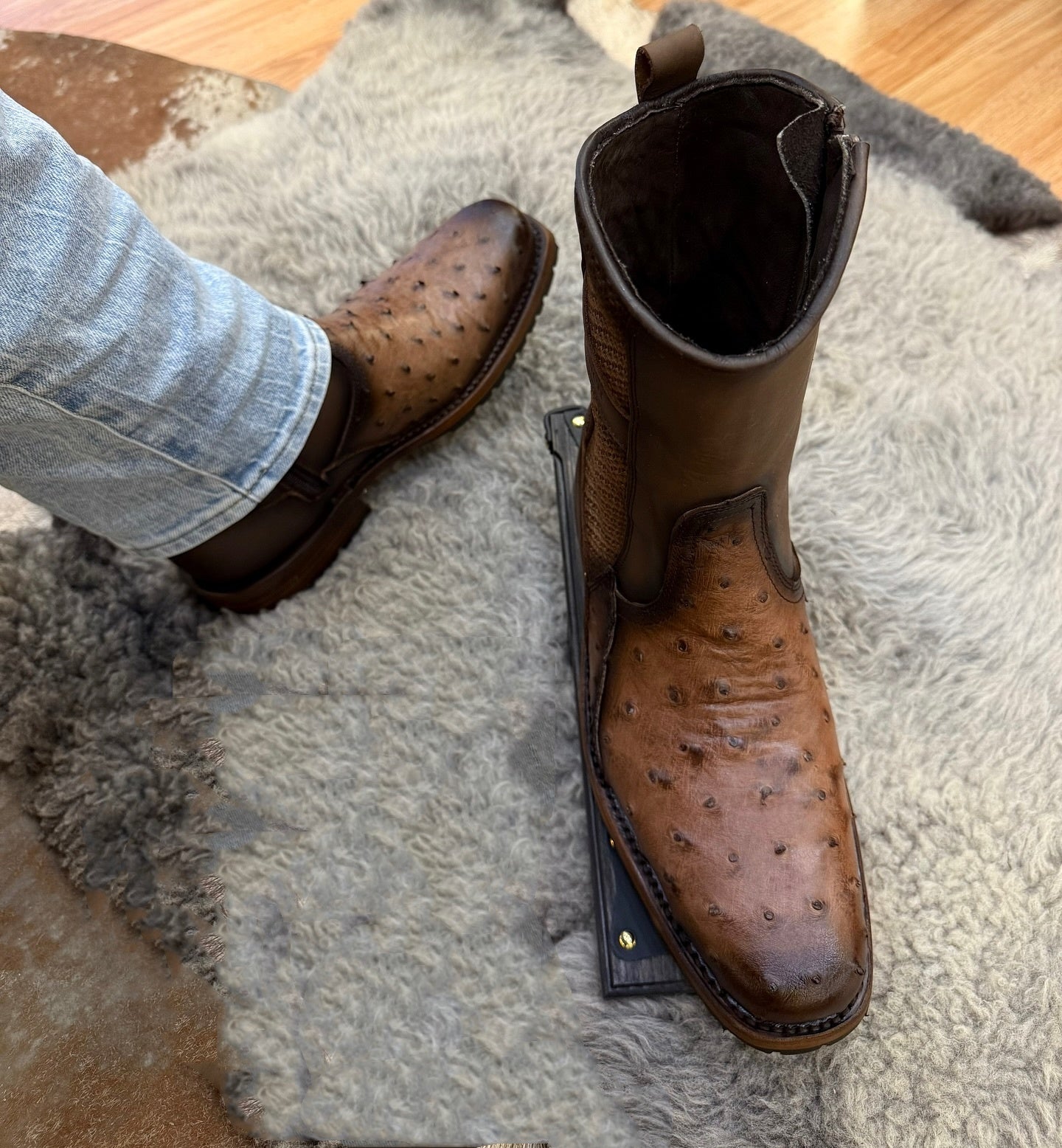 Alaska Ostrich Skin Cowboy Boots