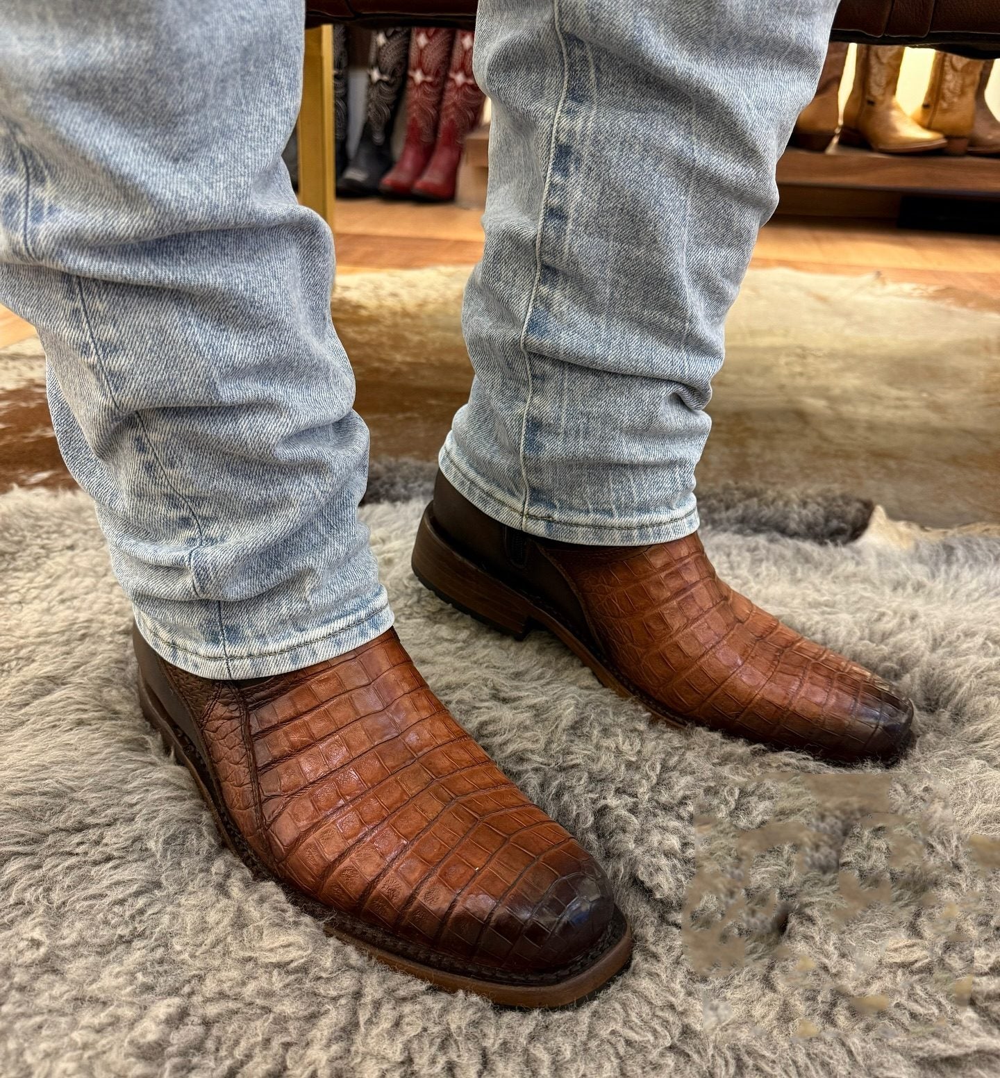 Vintage Crocodile Leather Rider Boots