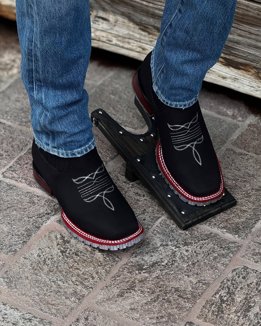 Hand Embroidered Men's Ostrich Square Head Boots