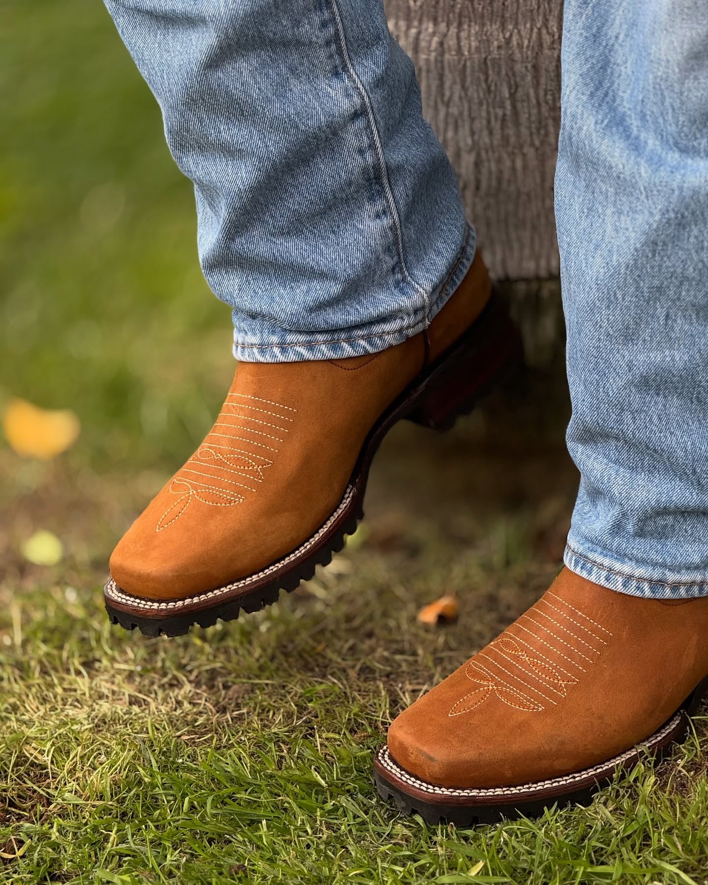 Totem Embroidered Square Toe Boots