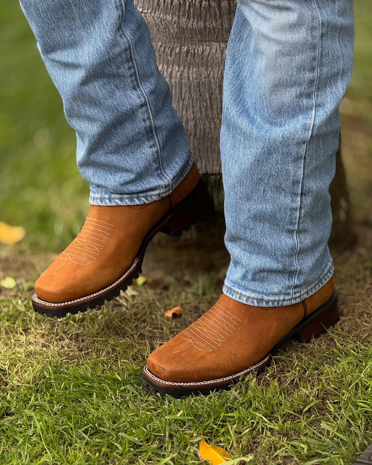 Totem Embroidered Square Toe Boots