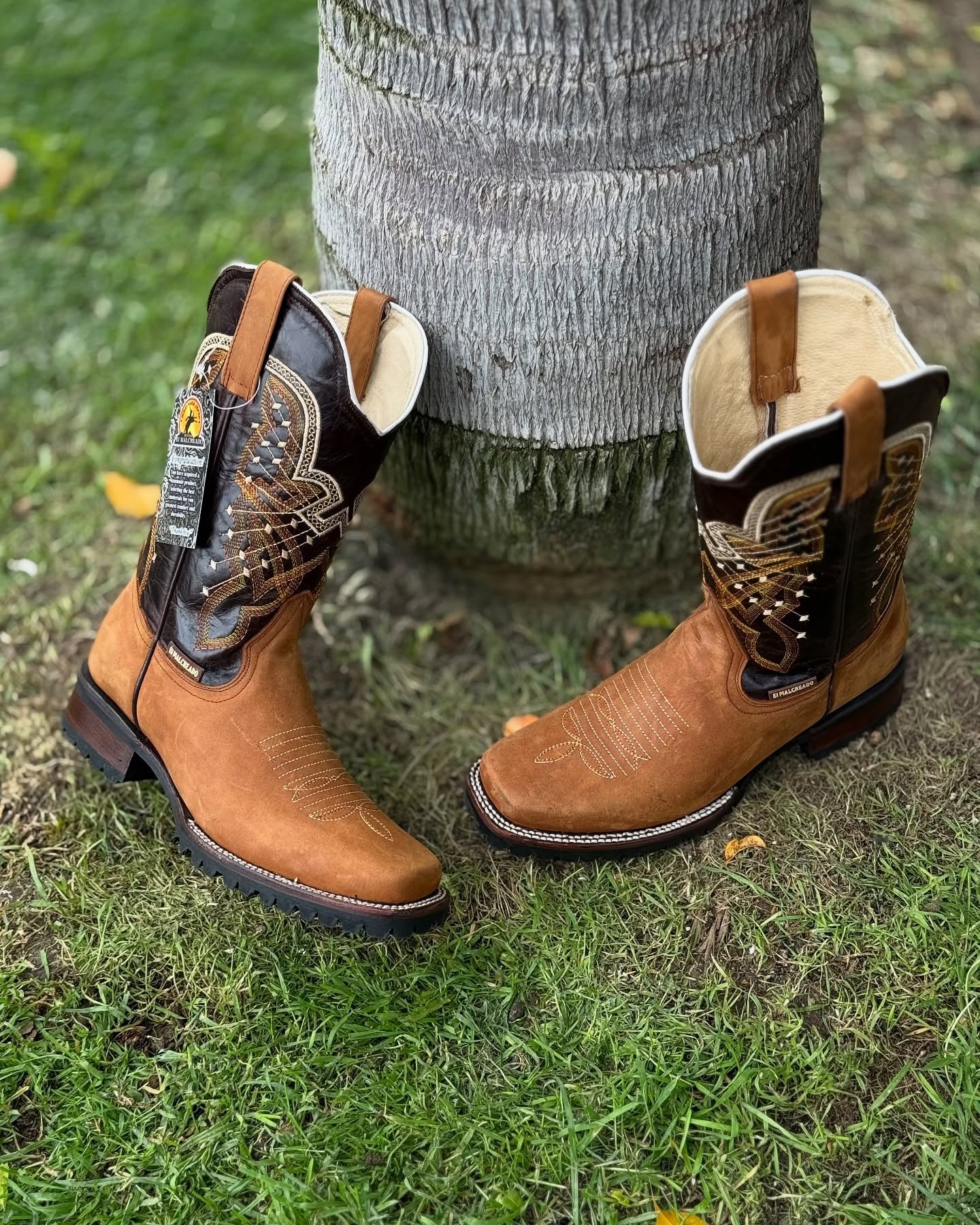 Totem Embroidered Square Toe Boots