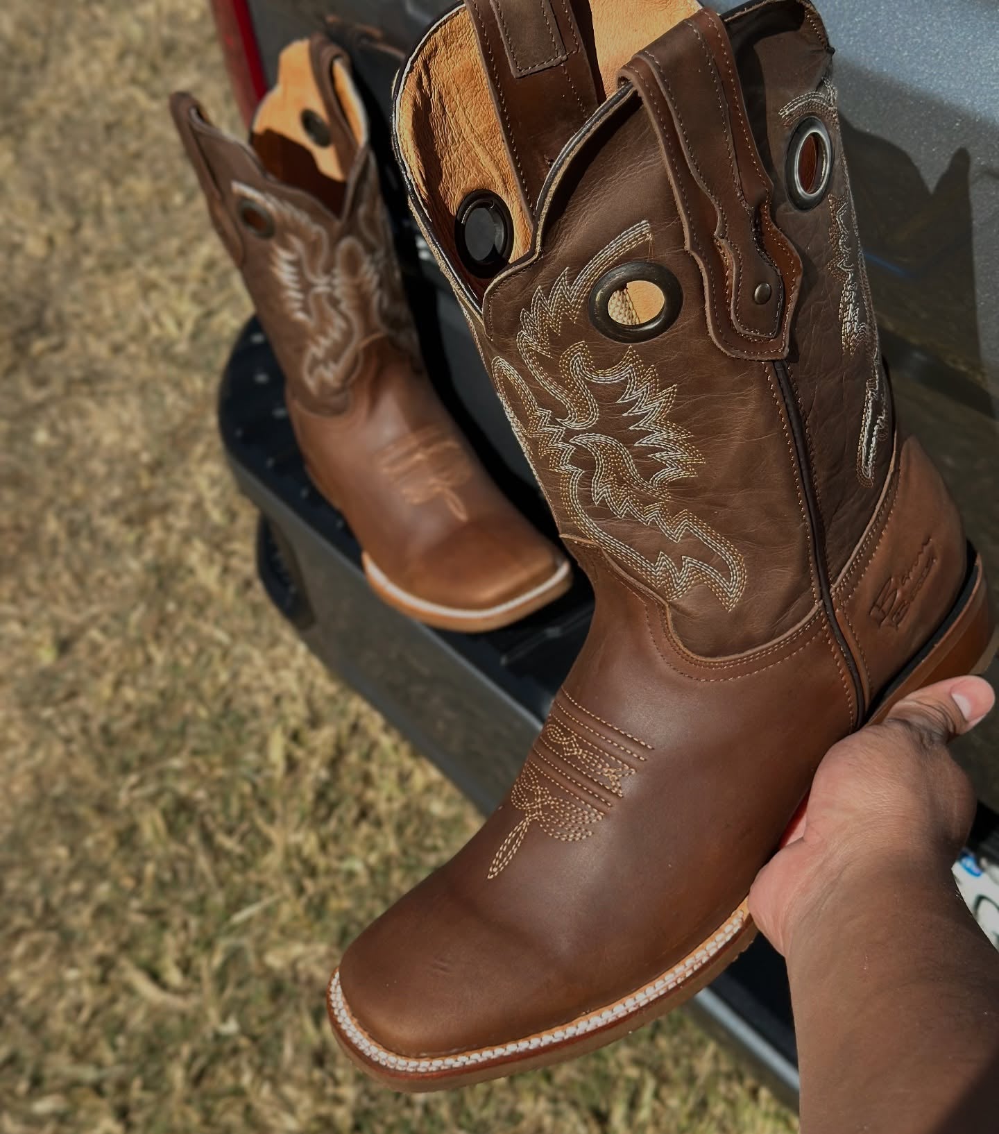Totem Hand Embroidered Square Toe Boots