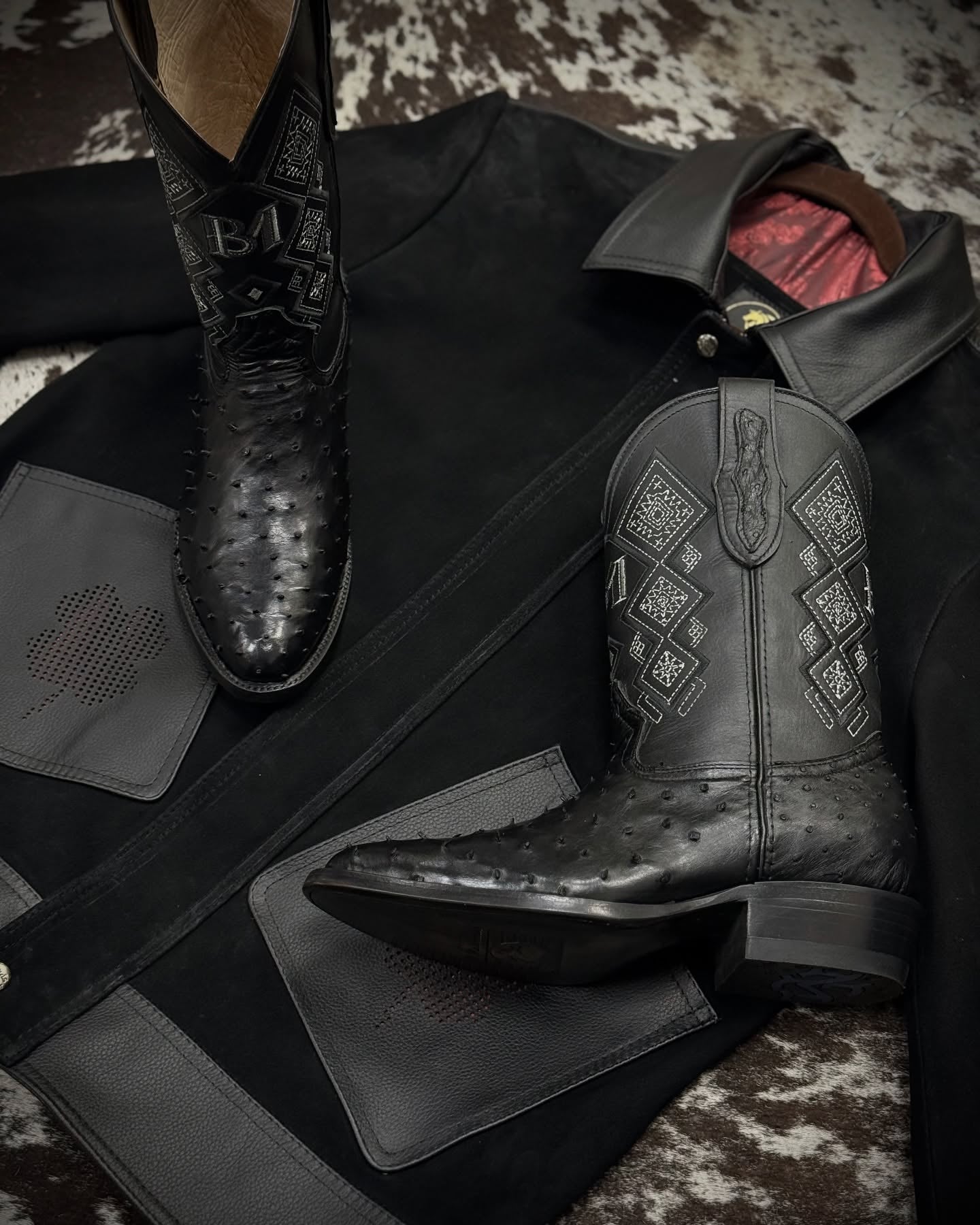 Western Handmade Ostrich Leather