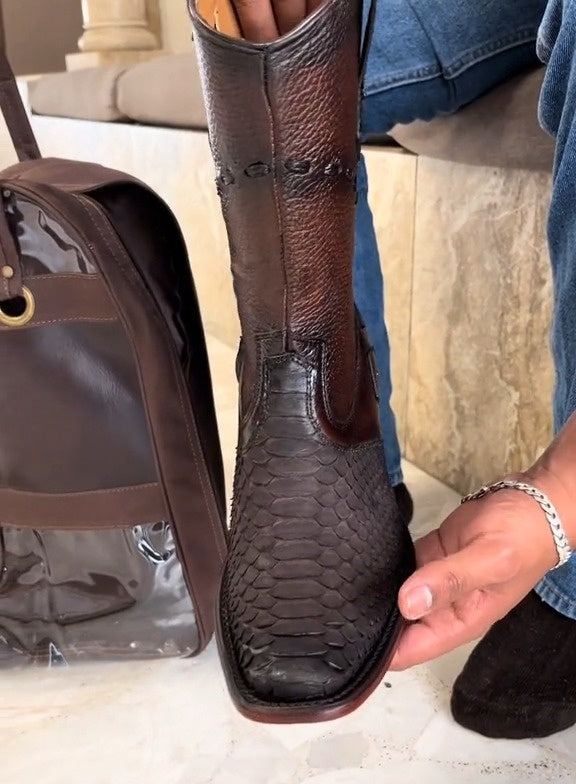 Handcrafted Bullfighting Python Boots