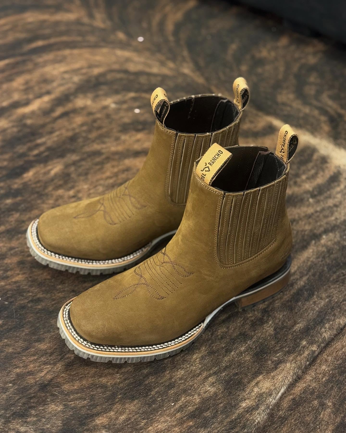 Men's Leather Square Toe Boots