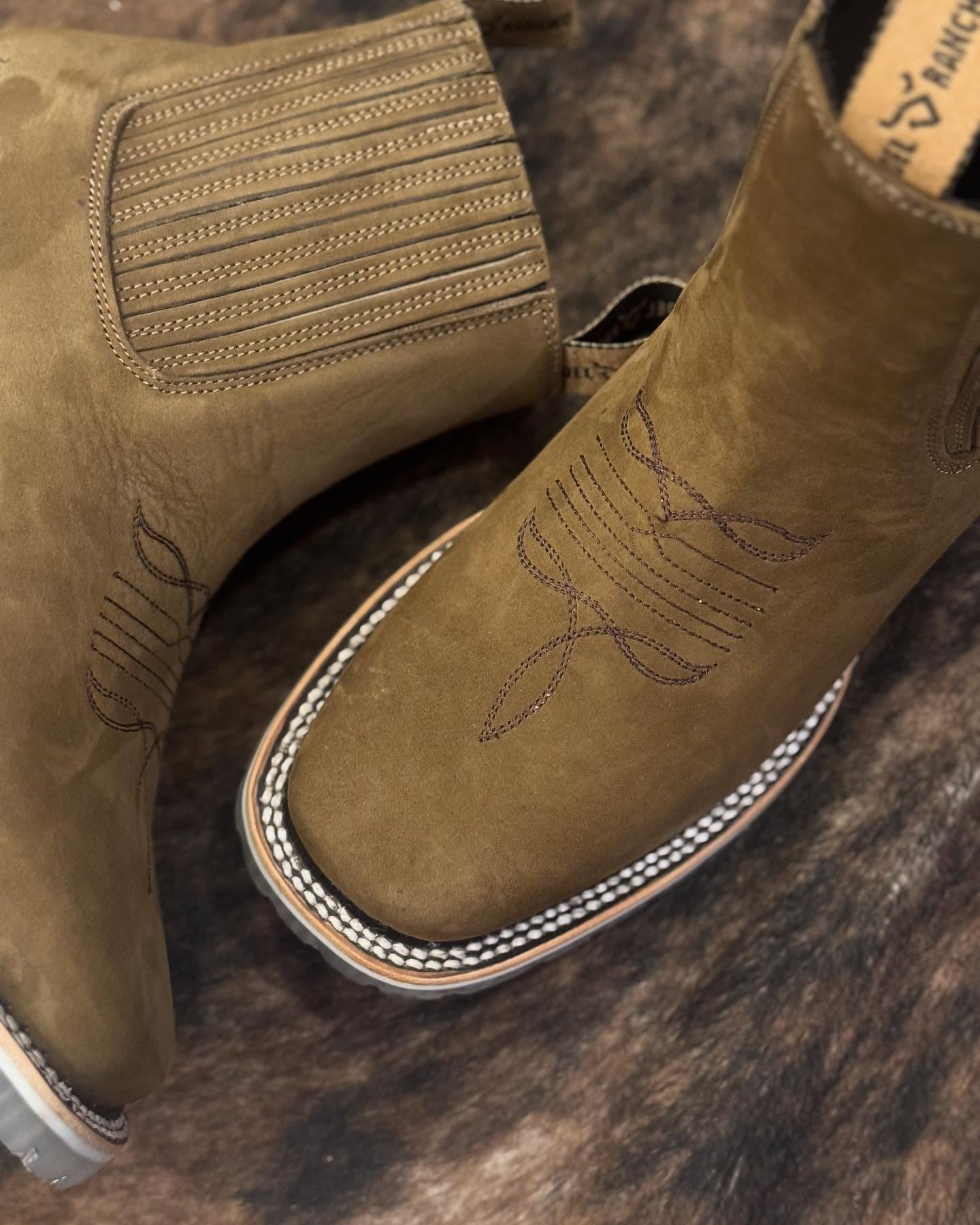 Men's Leather Square Toe Boots