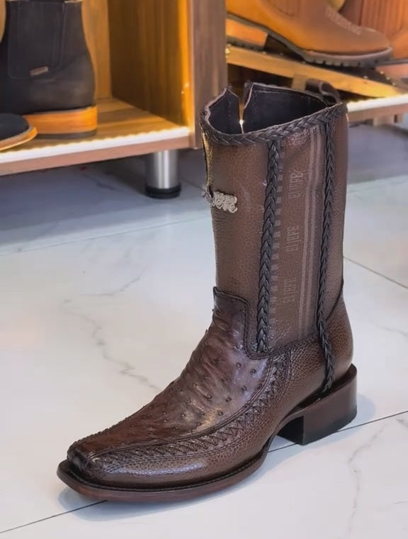 Brock Ostrich Leather Vintage Cowboy Boots