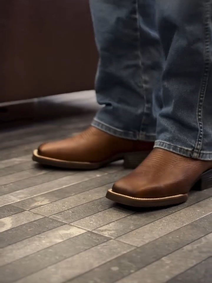 Hand-carved Vintage Square Toe Cowhide Boots
