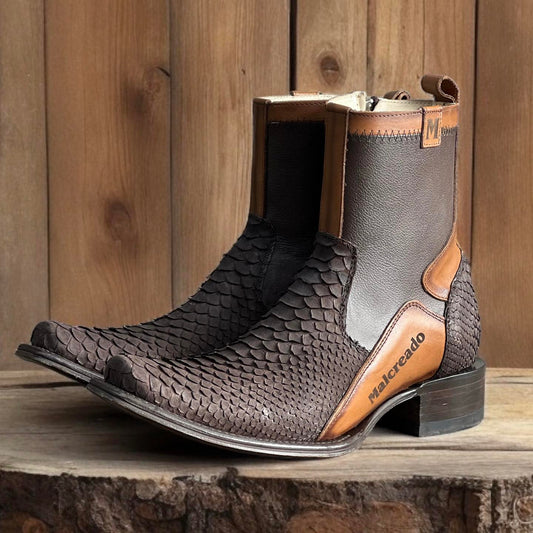 Handmade Printed Python Cowboy Boots