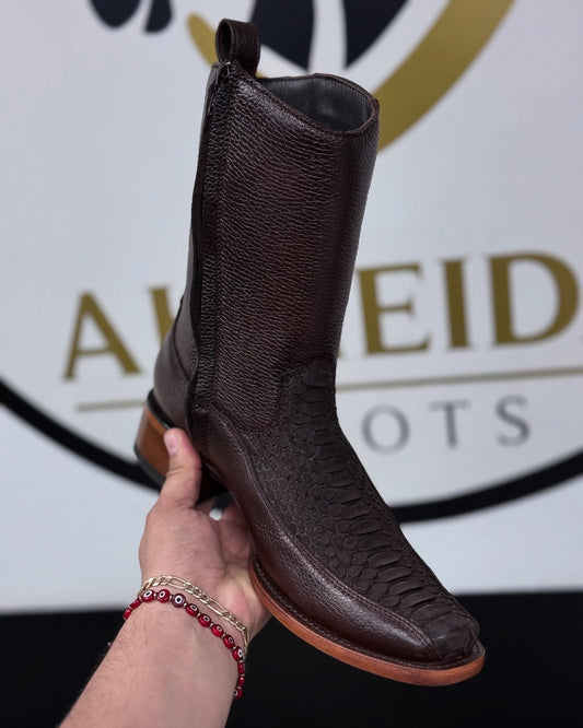 Handmade Printed Python Cowboy Boots