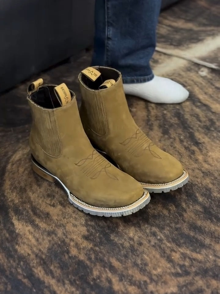 Handmade Crafted Embroidery Embroidered Square Toe Boots