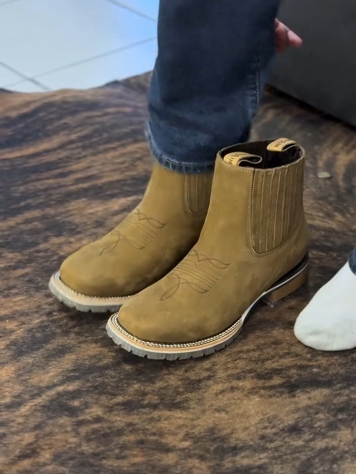 Handmade Crafted Embroidery Embroidered Square Toe Boots