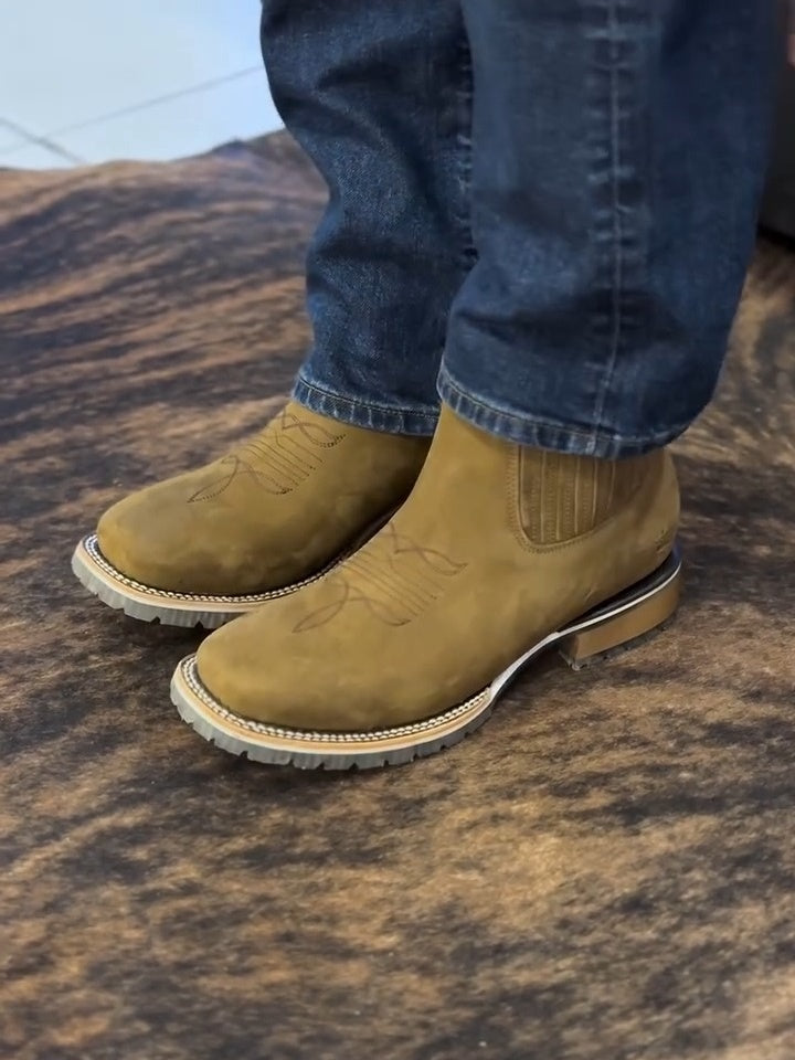 Handmade Crafted Embroidery Embroidered Square Toe Boots