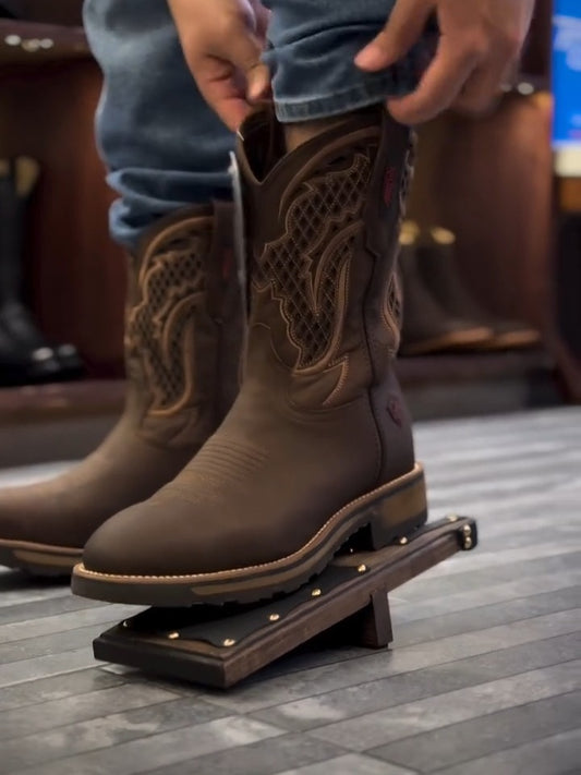 Hand-carved Vintage Square Toe Cowhide Boots