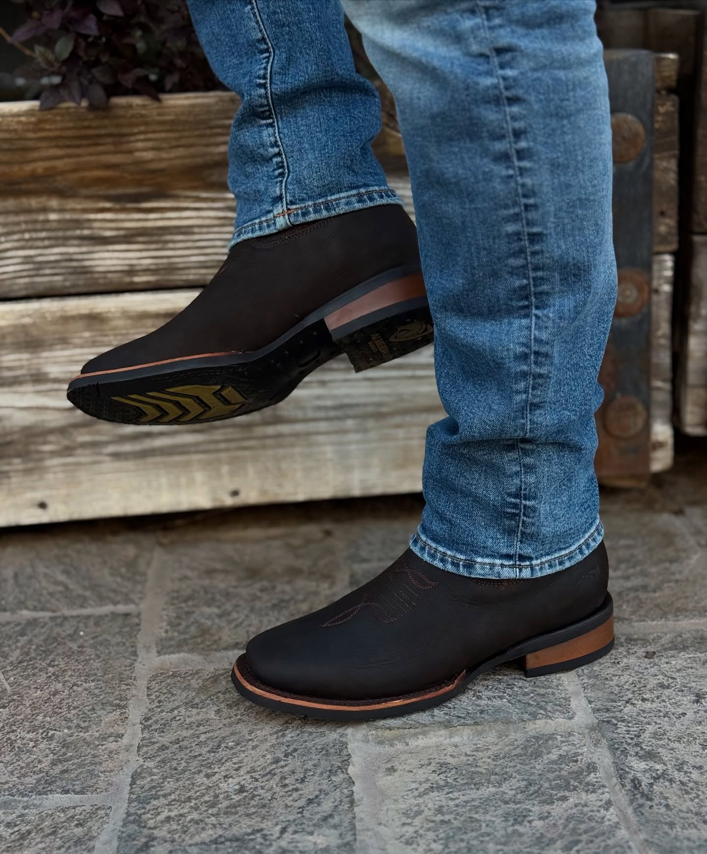 Handmade Crafted Embroidery Embroidered Square Toe Boots