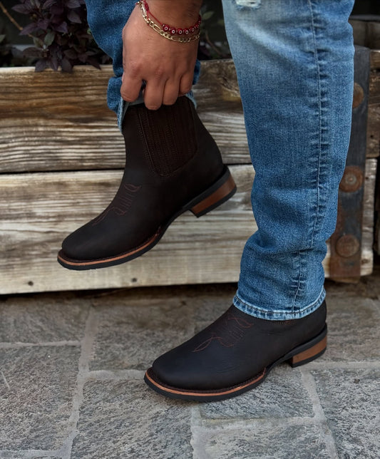 Handmade Crafted Embroidery Embroidered Square Toe Boots