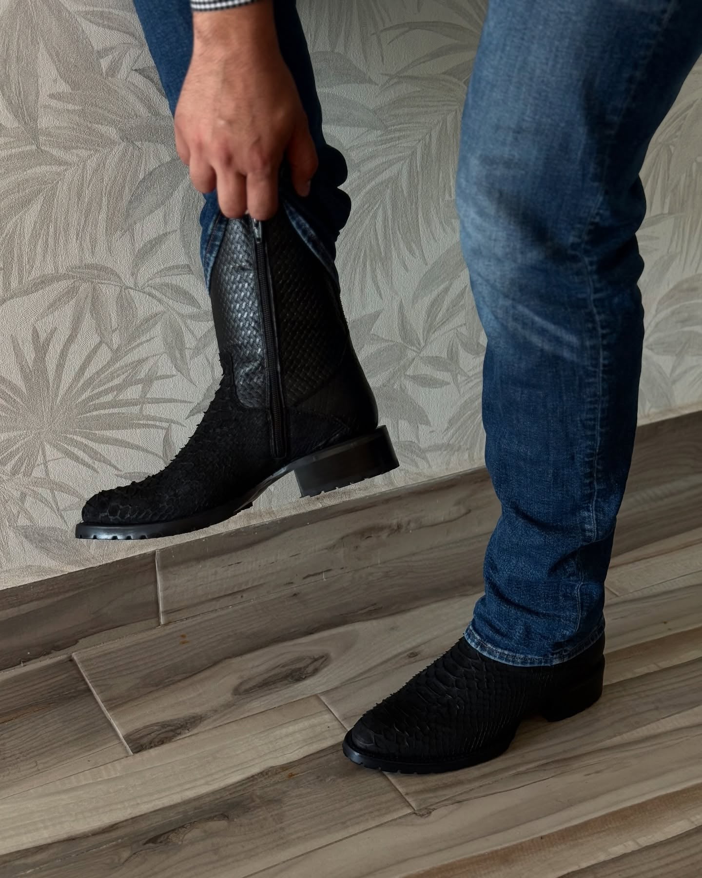 Handmade Printed Python Cowboy Boots