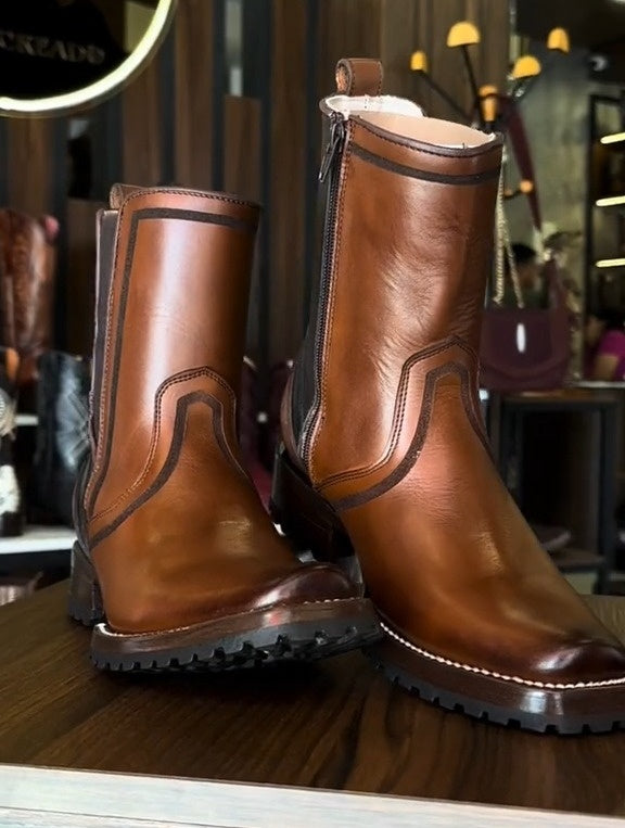 Vintage Textured Men's Leather Boots