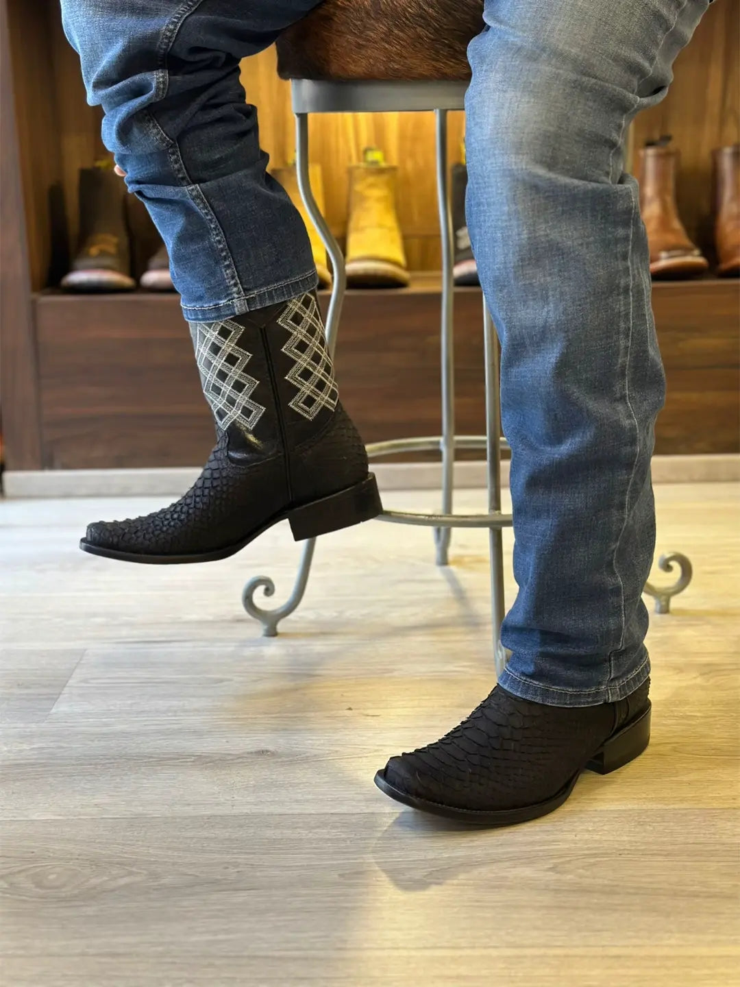 Handmade Printed Python Cowboy Boots