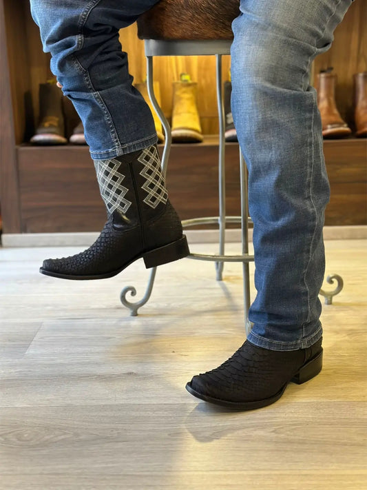 Handmade Printed Python Cowboy Boots