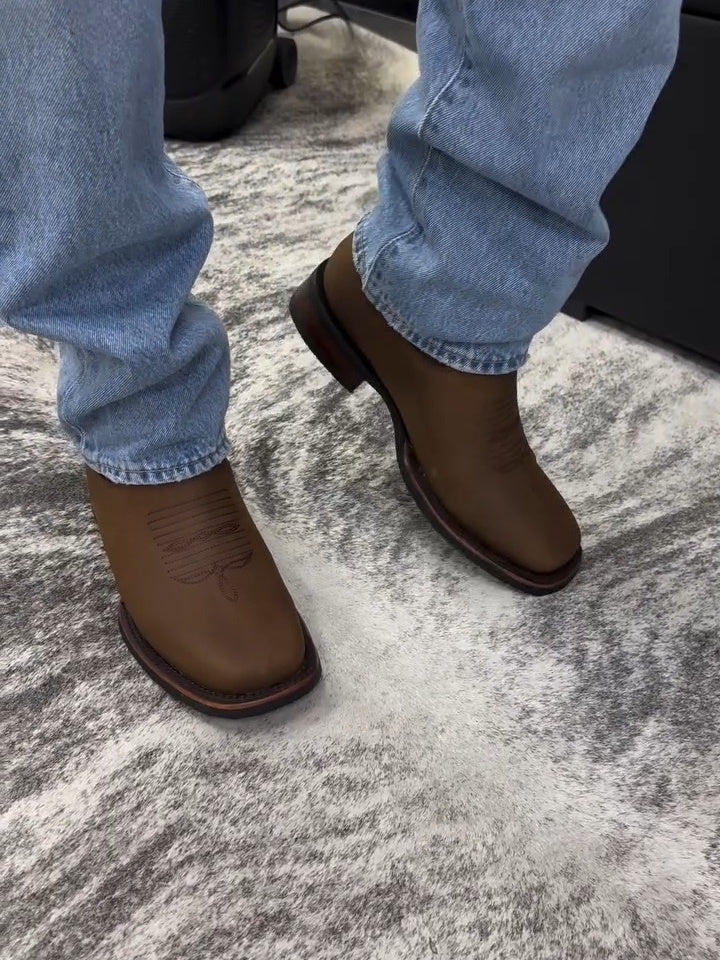 Handmade Crafted Embroidery Embroidered Square Toe Boots