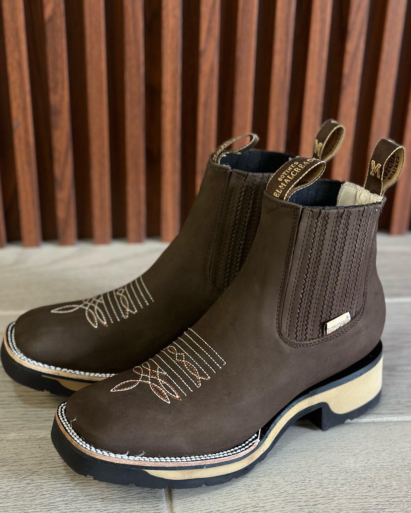 Handmade Crafted Embroidery Embroidered Square Toe Boots