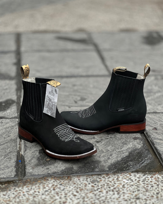Handmade Crafted Embroidery Embroidered Square Toe Boots