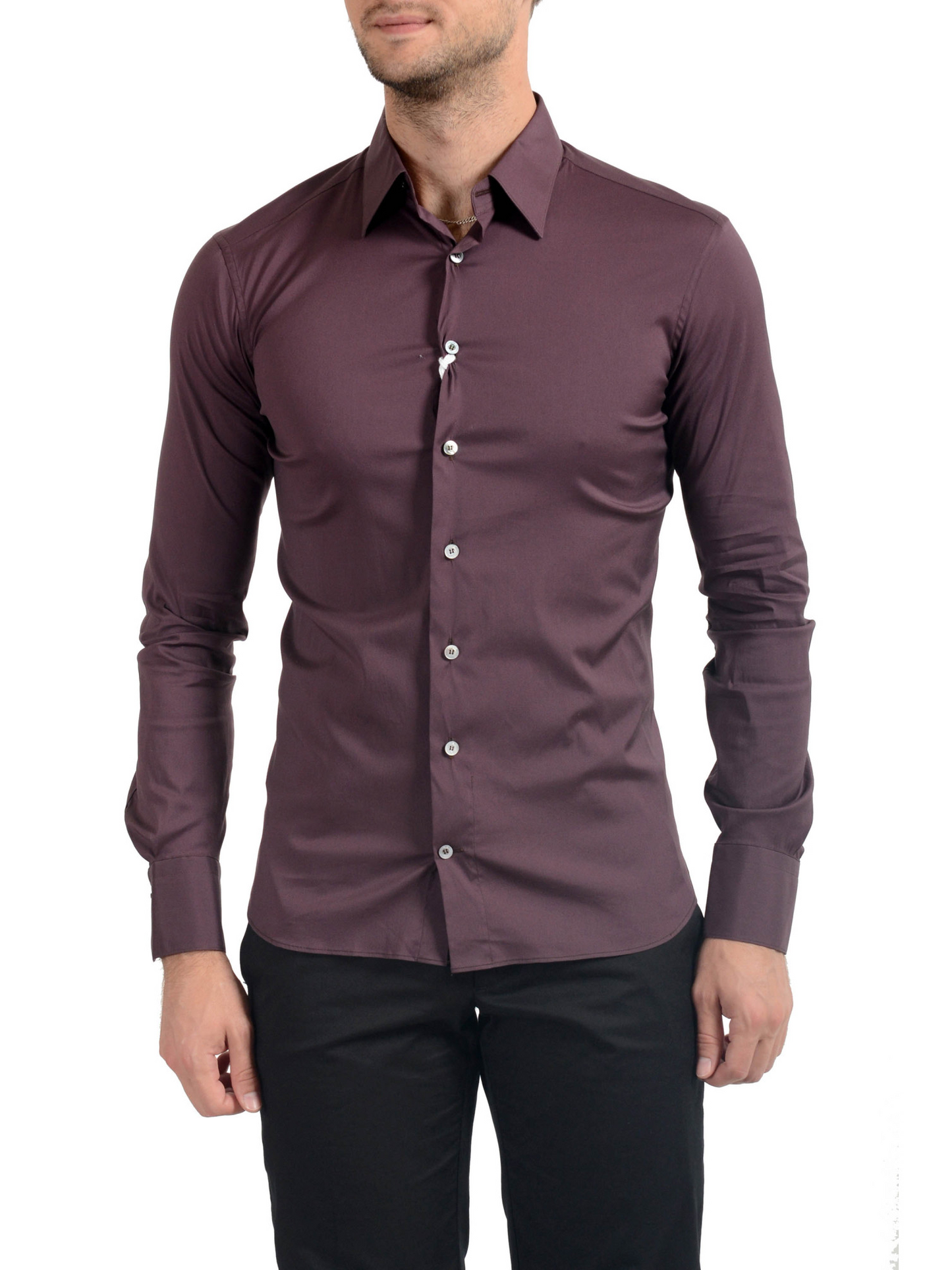 Dark Purple Stretch Long Sleeve Dress Shirt