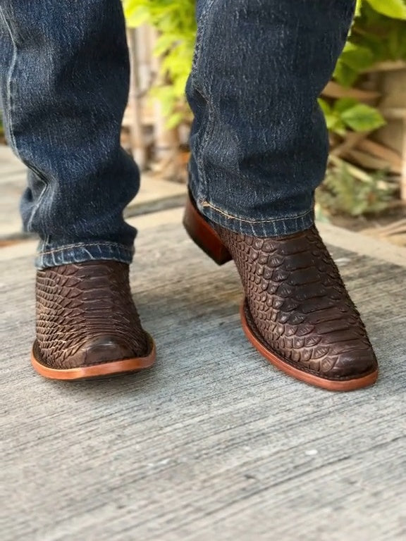 Handmade Vintage Printed Python Boots