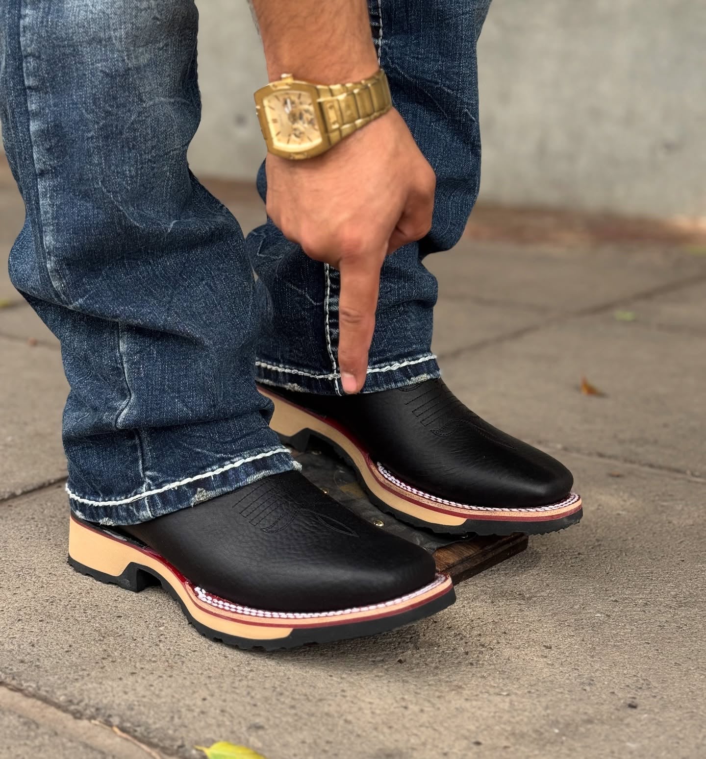 Handmade Crafted Embroidery Embroidered Square Toe Boots