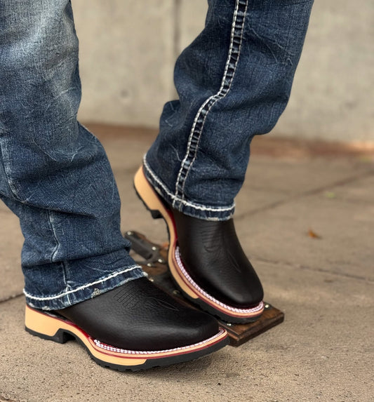 Handmade Crafted Embroidery Embroidered Square Toe Boots