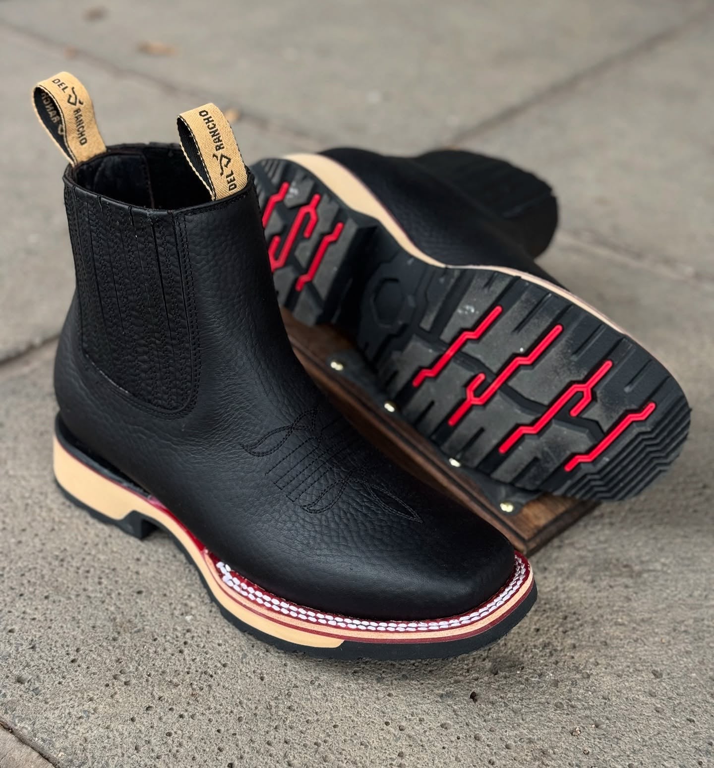 Handmade Crafted Embroidery Embroidered Square Toe Boots