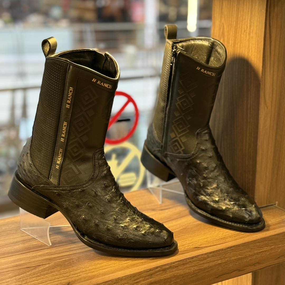 Vintage Ostrich Leather Ranch Cowboy Boots