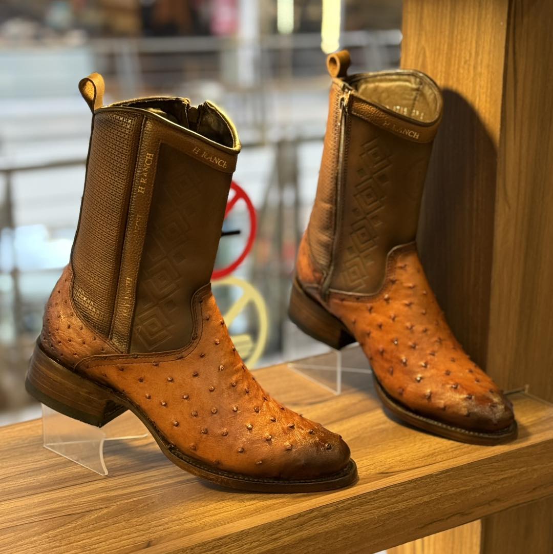 Vintage Ostrich Leather Ranch Cowboy Boots