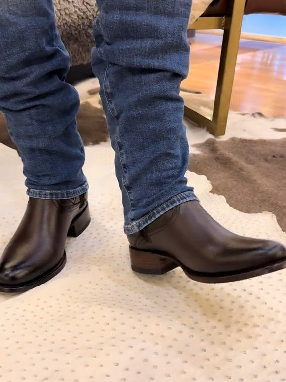 Classic Vintage Wide Leather Boots With Low Heel