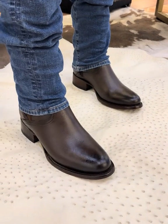 Classic Vintage Wide Leather Boots With Low Heel
