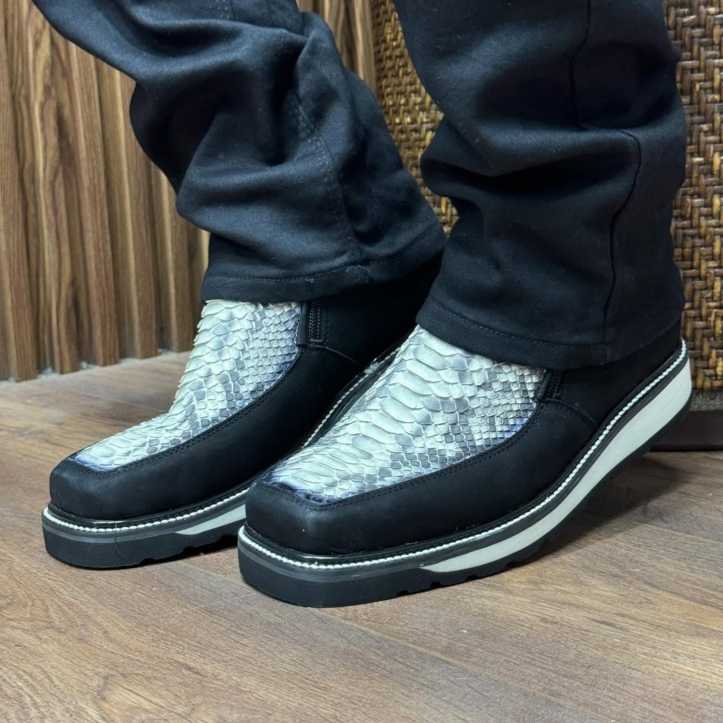 Italian Python Cowboy Ankle Boots