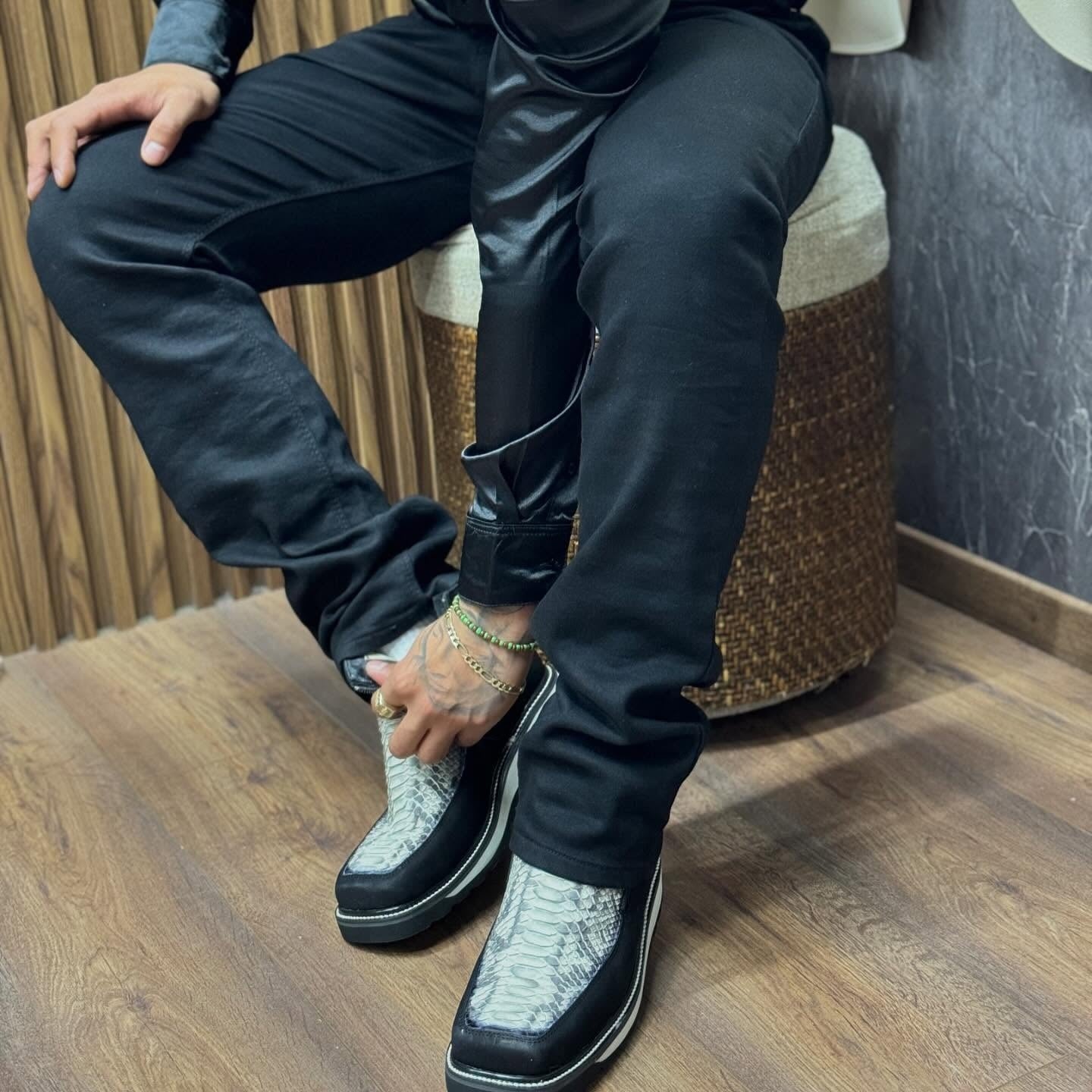 Italian Python Cowboy Ankle Boots