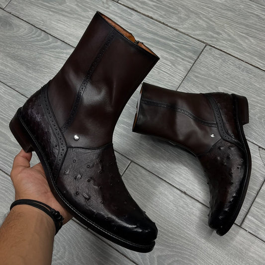 Men's Ostrich Leather Cowboy Boots