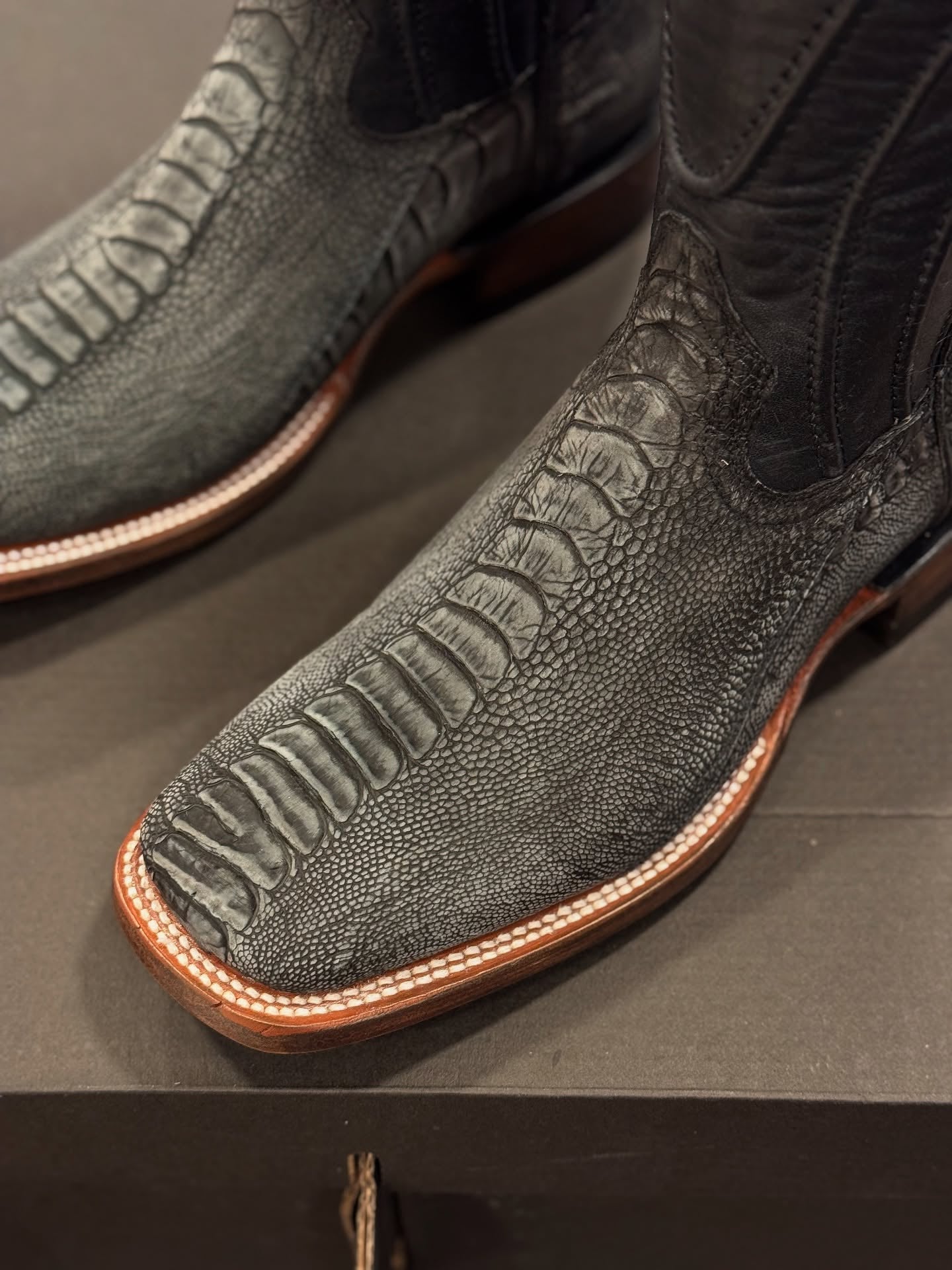 Handmade Python Bone Leather Textured Boots