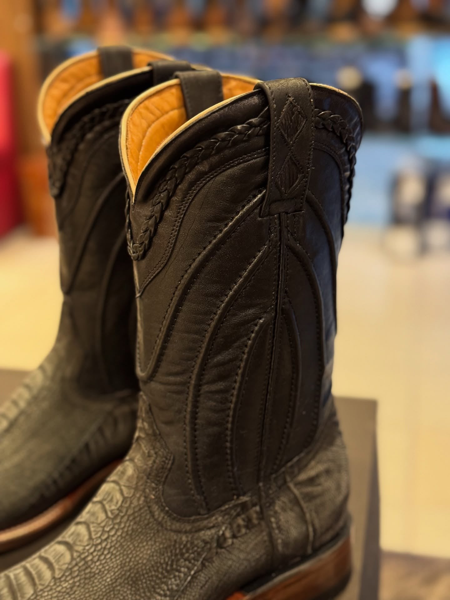 Handmade Python Bone Leather Textured Boots