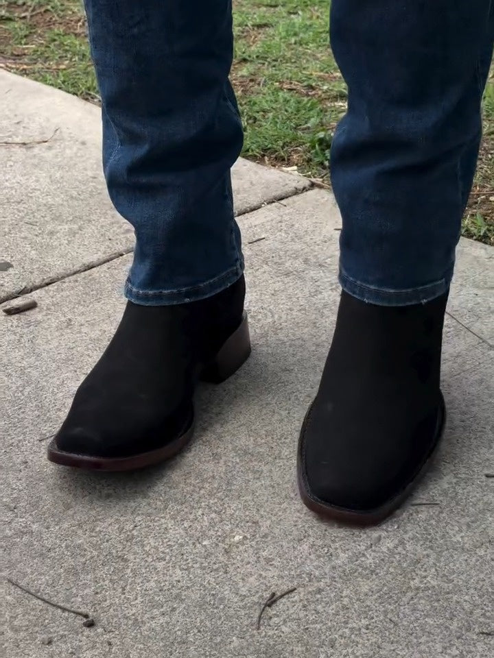 Classic Vintage Wide Leather Boots With Low Heel