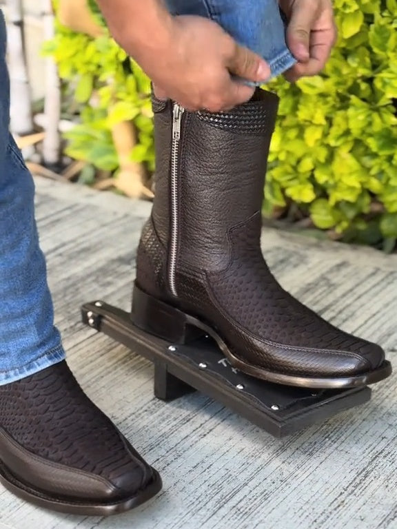 Slip On Exotic Cowboy Boots With Zipper